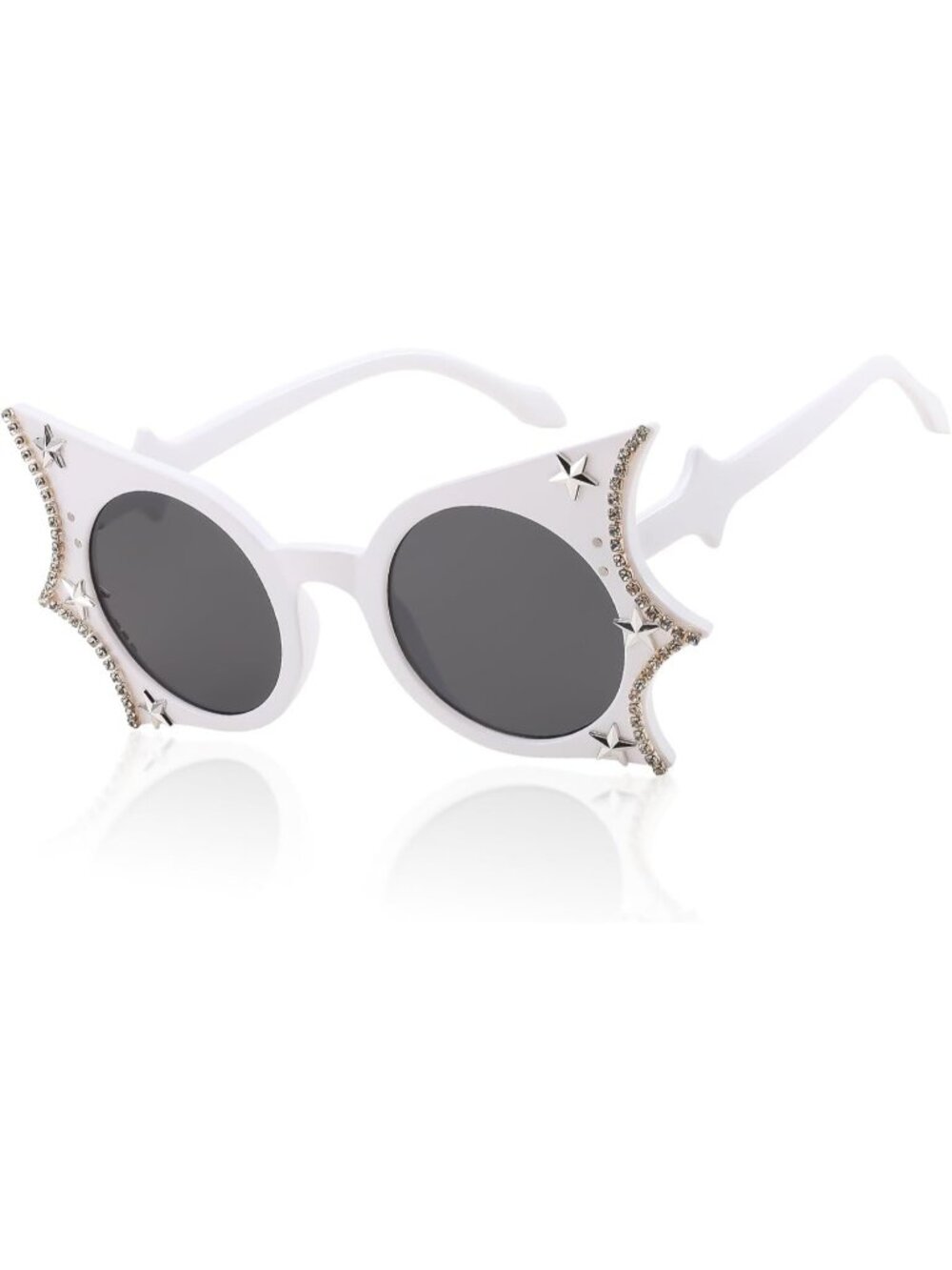 Unisex Butterfly Bat Halloween Sunglasses Funny Party Shades-White Crystal